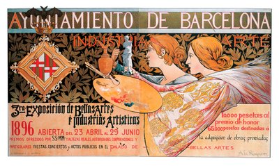 Plakát pro třetí "Výstavu výtvarného umění a uměleckého průmyslu" v Barceloně v roce 1896 - Litografie Alexandre de Riquer i Ynglada (1856-1920) od Alejandro de Riquer