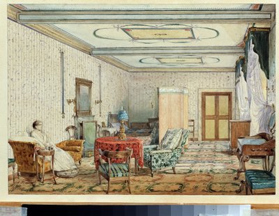 Interiér (interiér). Dílo Alexandra Andrejeviče Ivanova (1806-1858), akvarel a bílá na papíře, ruské umění 19. století. Státní muzeum umění, Nižnij Novgorod (Rusko) od Aleksandr Andreevich Ivanov