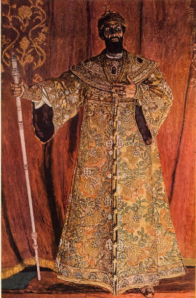 Portrét Fjodora Ivanova Shaliapina 1873-1939 v roli Borise Godunova, 1912, 1965. od Aleksandr Jakovlevic Golovin