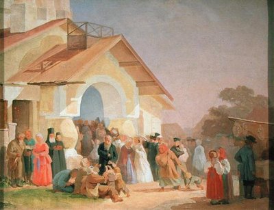Vycházení z kostela v Pskově, 1863-64 od Aleksandr Ivanovich Morozov