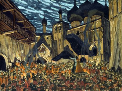 Scénický návrh k opeře Služka z Pskova N. Rimského-Korsakova - Golovin, Alexandr Jakovlevič (1863-1930) - 1901 - Tempera na kartonu - 39x52 - Soukromá sbírka od Aleksandr Jakovlevic Golovin