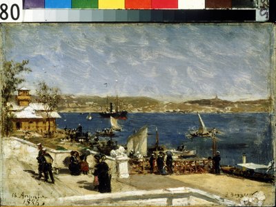 Promenáda na břehu v Sevastopolu (Pobřežní promenáda v Sevastopolu). Obraz Alexandra Karloviče Beggrova (1841-1914). Olej na plátně od Aleksandr Karlovich Beggrov