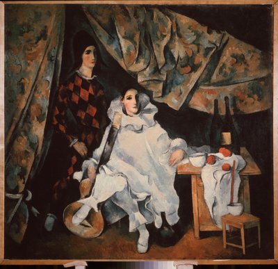 Žonglérští bratři Cyrano. (v kostýmu Pierrot a Harlekýn). Obraz Alexandra Vasiljeviče Ševčenka (Alexander Ševčenko) (1883-1948), olej na plátně od Aleksandr Vasilievich Shevchenko