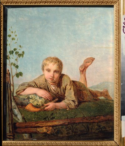 Pastýř s dýmkou - Obraz Alexeje Gavriloviče Venetsianova (1780-1847), olej na plátně, kolem 1820, ruské umění od Aleksei Gavrilovich Venetsianov