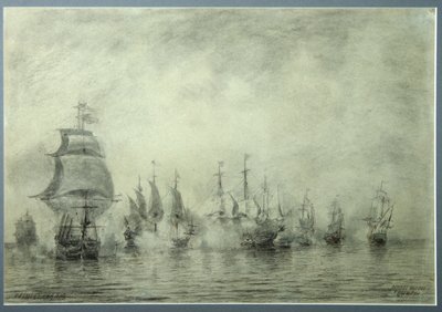 První námořní bitva. Naum Senyavin, 1865-1866 od Aleksei Petrovich Bogolyubov
