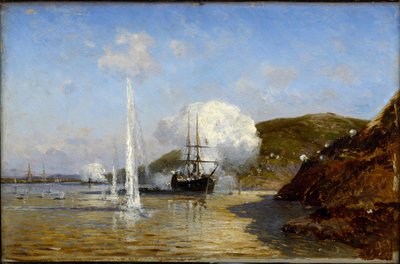 Guerre russo-turque de 1877-1878 - Akce Nikolaje Skrydlova (1844-1918) na Dunaji par Alexej Petrovič Bogolyubov (Bogoliubov ou Bogolioubov) (1824-1896) od Aleksei Petrovich Bogolyubov