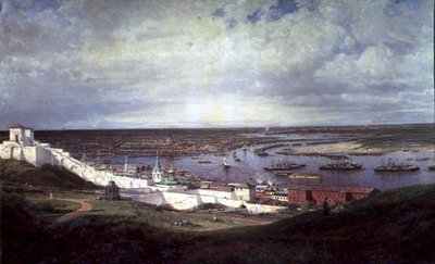 Pohled na Nižnij Novgorod (olej na plátně) od Aleksei Petrovich Bogolyubov
