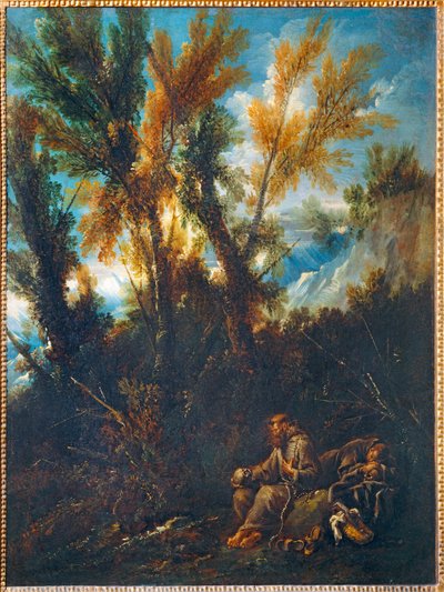 Deux ermites dans un bois - Dva poustevníci v předjaří ... od Alessandro (style of) Magnasco