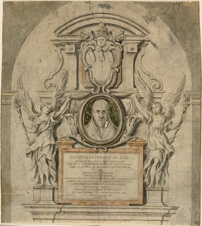 Návrh památníku papeže Řehoře XV. od Alessandro Algardi