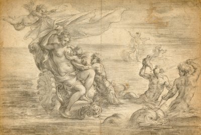 Venuše sedící na mořském voze a sající Amora od Alessandro Algardi
