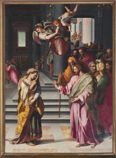 Ježíš a žena přistižená při cizoložství (obraz od Alessandro Allori