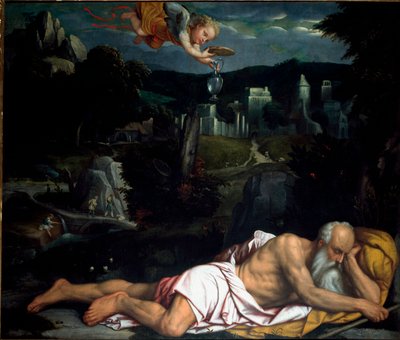 Elie spí Obraz od Alessandra Bonvicina dit il Moretto (1498-1554) Stará katedrála, Brescia od Alessandro Bonvicino Moretto