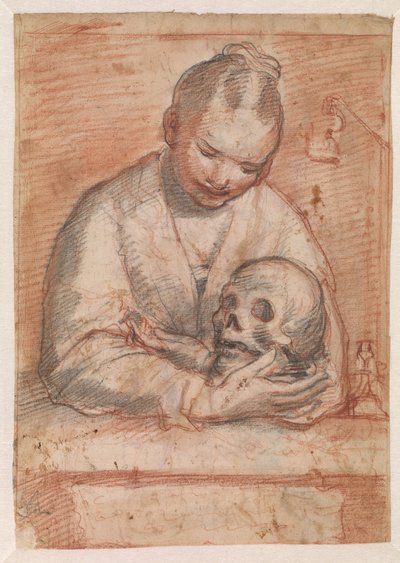 Svatá Marie Magdalena s lebkou v náručí od Alessandro Casolani