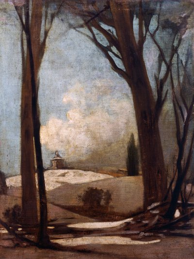Zasněžená krajina se San Luca, obraz Alessandra Guardassoniho (1819-1888), Itálie od Alessandro Guardassoni