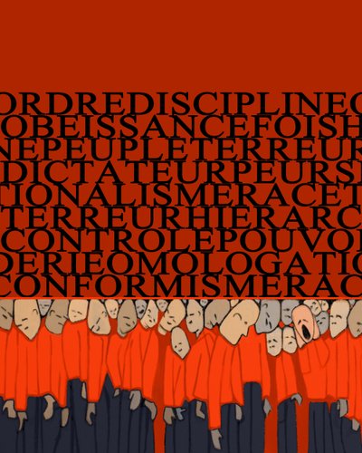 Allegoria diktatuurin painosta, sorrosta, ihmisen kurinalaisuudesta, vallan musertamasta ihmisjoukosta ja tyrannien pelosta - Kuvitus 2014 od Alessandro Lonati