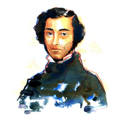 Charles-Alexis-Henri Clerel de Tocqueville (1805-59) - Portrét Alexis de Tocqueville (Alexis Charles Henri Cleral de Tocqueville) (1805 - 1859), francouzský historik a politik od Alessandro Lonati