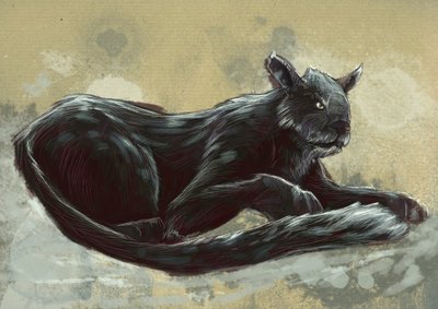 Fantastická monstra a stvoření, kryptozoologie: reprezentace Bete of Exmoor, viděná v Devonu a Somersetu v Anglii - Kresba Alessandra Lonatiho, 2012 od Alessandro Lonati