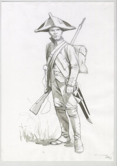 První císařství (1804-1814 a 1815): kostým vojáka napoleonské armády, francouzského střelce. Kresba Alessandro Lonati od Alessandro Lonati