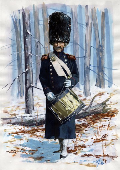 První císařství (1804-1814 a 1815): voják velké napoleonské armády, buben granátníků francouzské císařské gardy v plášti od Alessandro Lonati