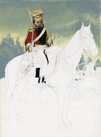 První císařství (1804-1814 a 1815): voják lehké jízdy velké francouzské napoleonské armády. Nedokončená kresba Alessandro Lonati. od Alessandro Lonati