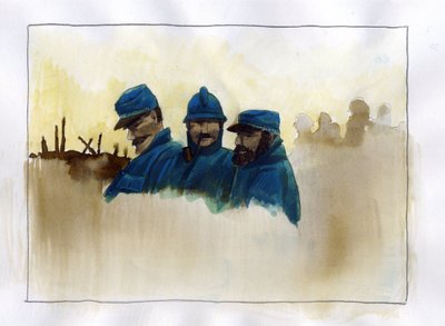 První světová válka: Francouzští vojáci během I. světové války Barevná kresba Alessandra Lonatiho od Alessandro Lonati