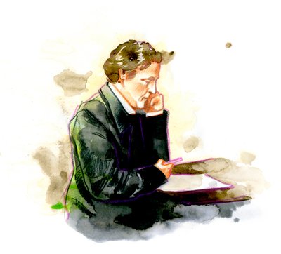 Lewis Carroll, englantilainen kirjailija - muotokuva Lewis Carrollista (Charles Lutwidge Dodgson od Alessandro Lonati