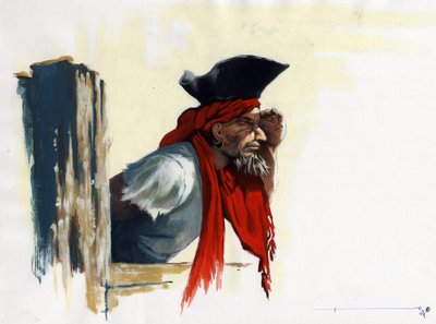 Pirát z Karibiku při pohledu na obzor. Kresba Alessandro Lonati. od Alessandro Lonati