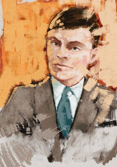 Portrét matematika Alana Turinga, 2023 (ilustrace) od Alessandro Lonati