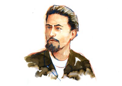 Anton Chekovin muotokuva (Tšehov tai Tšehov od Alessandro Lonati