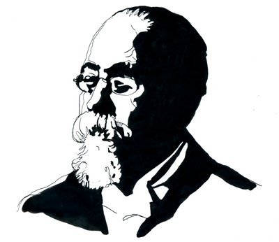 Cesare Lombroson muotokuva (1835-1909), Italian kriminologian koulun perustaja (Cesare Lombroson muotokuva italialainen kriminologi ja lääkäri, Italian positivistisen kriminologian koulun perustaja) od Alessandro Lonati