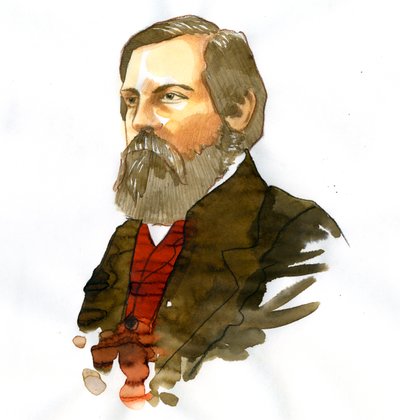 Portrét Friedricha Engelse (1820-1895), německého socialistického teoretika a politika od Alessandro Lonati
