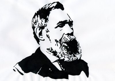 Portrét Friedricha Engelse (1820-1895), německého socialistického teoretika a politika (německý filozof, sociální vědec a novinář Friedrich Engels) od Alessandro Lonati