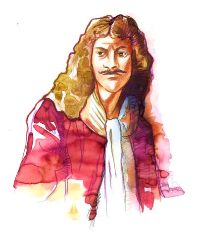 Portrét Jean Baptiste Poquelin, dit Moliere (1622-1673) (Portrét anglického dramatika a herce Jean-Baptiste Poquelina známého jako Moliere) od Alessandro Lonati