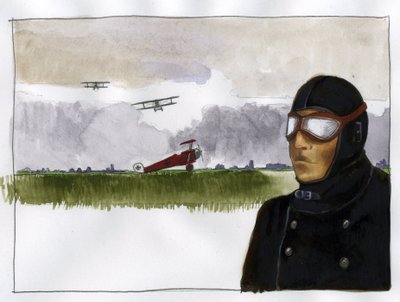 Portrét Manfreda von Richthofena přezdívá červený baron (1892-1918) Německý letec (Portrét Manfreda von Richthofena, rudého barona, německého stíhacího pilota) Ilustrace Alessandro Lonati od Alessandro Lonati