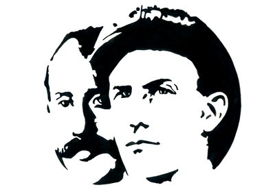 Portrét Orvilla (1871-1948) a Wilbura Wrighta (1867-1912) amerických průkopníků letectví (bratři Wrightové, Orville a wilbur američtí bratři, vynálezci a průkopníci letectví) od Alessandro Lonati