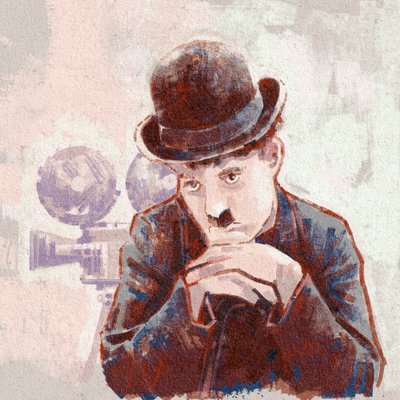 Portrét herce a režiséra Charlieho Chaplina (ilustrace) od Alessandro Lonati