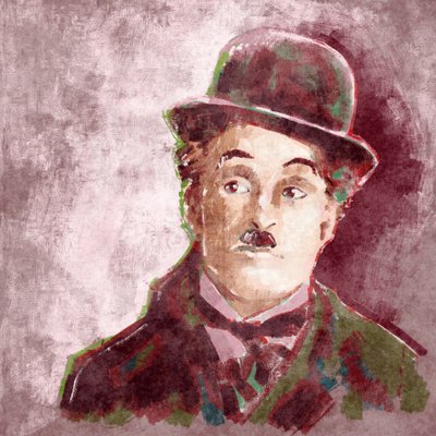 Näyttelijä ja ohjaaja Charlie Chaplinin muotokuva (kuva) od Alessandro Lonati