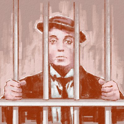 Portrét režiséra a herce Bustera Keatona (ilustrace) od Alessandro Lonati