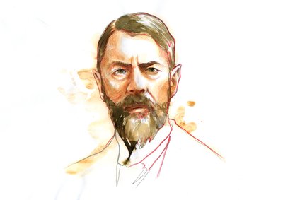 Portrét německého sociologa Maxe Webera (1864 - 1920) (Max Weber německý sociolog, filozof, právník a politický ekonom) od Alessandro Lonati