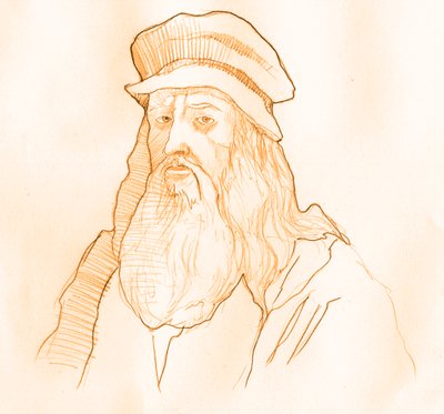 Portrét italského umělce a vědce Leonarda de Vinci (Leonardo da Vinci) (1452-1519) (Portrét Leonarda da Vinci italského polymatika) od Alessandro Lonati