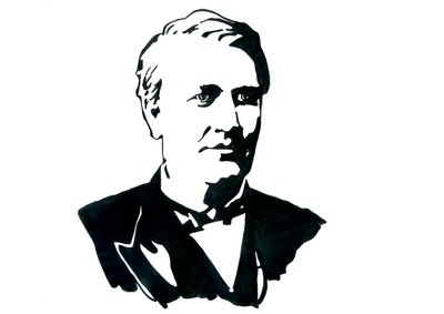 Portrét fyzika Thomase Edisona (1847-1931) Kresba od Alessandro Lonati