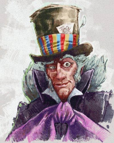 Portrét šíleného kloboučníka (ilustrace) od Alessandro Lonati