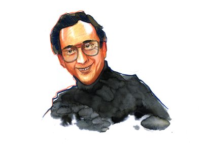 Portrét spisovatele a komika Harolda Pintera (1930-2008) (anglický dramatik, scenárista, režisér a herec Harold Pinter) Kresba Alessandro Lonati od Alessandro Lonati