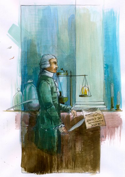 Reprezentace Antoina Lavoisiera (1743-1794) Francouzský chemik, filozof a ekonom (Portrét francouzského šlechtice a chemika Antoina Lavoisiera) Ilustrace Alessandro Lonati od Alessandro Lonati