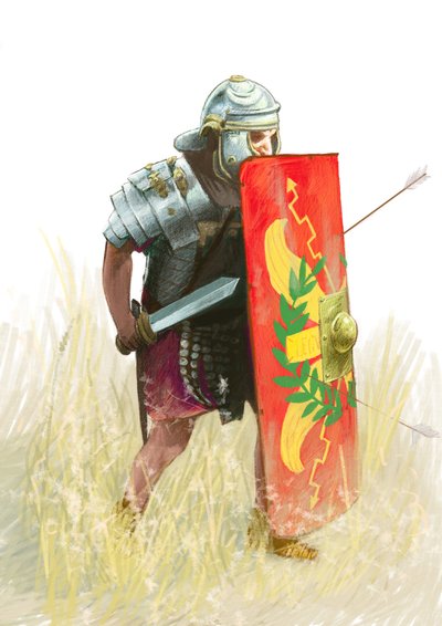 Římská legie - římský legionář - římský starověk: znázornění římského legionáře - kresba Alessandra Lonatiho od Alessandro Lonati