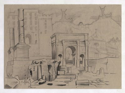 Ruiny římské éry v Římě, Forum (Římské fórum) Kresba Alessandra Lonatiho. od Alessandro Lonati