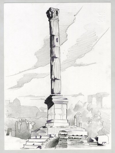 Ruiny římské éry v Římě, Forum (Římské fórum) Kresba Alessandra Lonatiho. od Alessandro Lonati