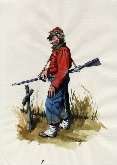 Druhá říše (1852-1870): Italské sjednocení (Risorgimento), dobrovolník garibaldské armády známý jako bojovník „červené košile“ za věc Giuseppe Garibaldi (1807-1882) v Itálii od Alessandro Lonati