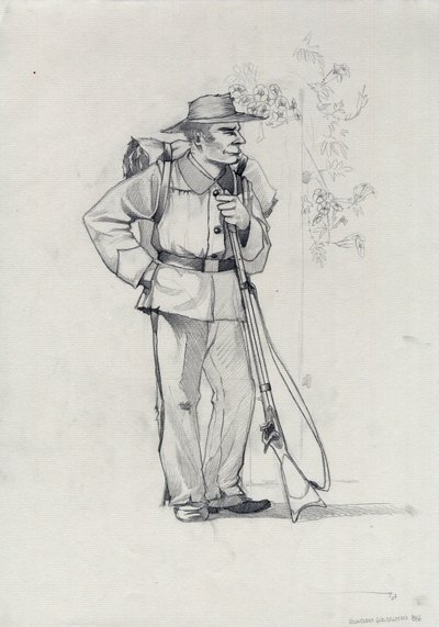 Druhá říše (1852-1870): Italské sjednocení (Risorgimento), dobrovolník garibaldské armády známý jako bojovník „červené košile“ za věc Giuseppe Garibaldi (1807-1882) v Itálii od Alessandro Lonati