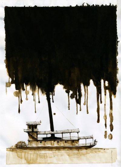 Ilustrace parníku nového „“ V srdci temnoty“ od Josepha Conrada. 2012 od Alessandro Lonati